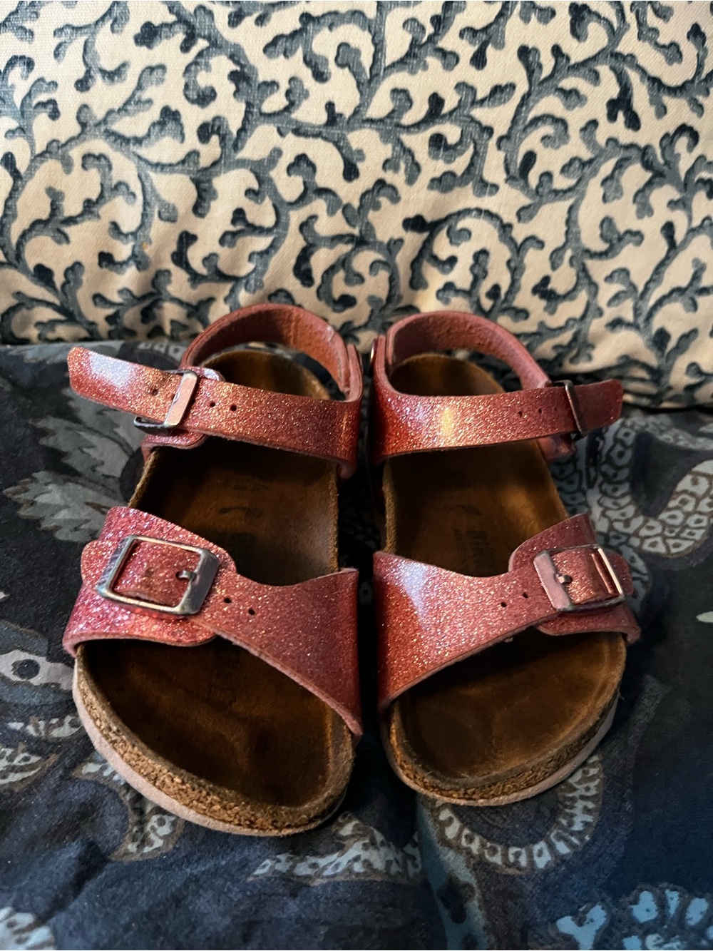 Birkenstock Kids Glitter Rose Pink Double-Buckle Sandals